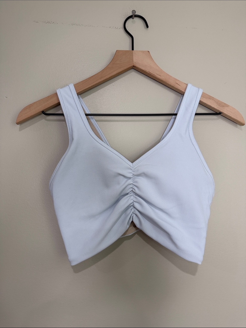 Bucked Up Light Blue Ruched Front Sports Bra Medium